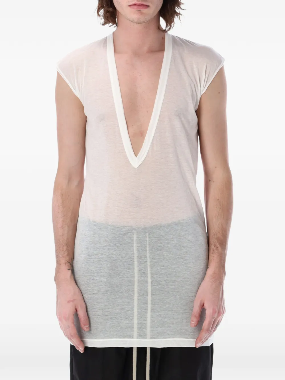 Rick Owens V-neck sleeveless T-shirt - Bianco