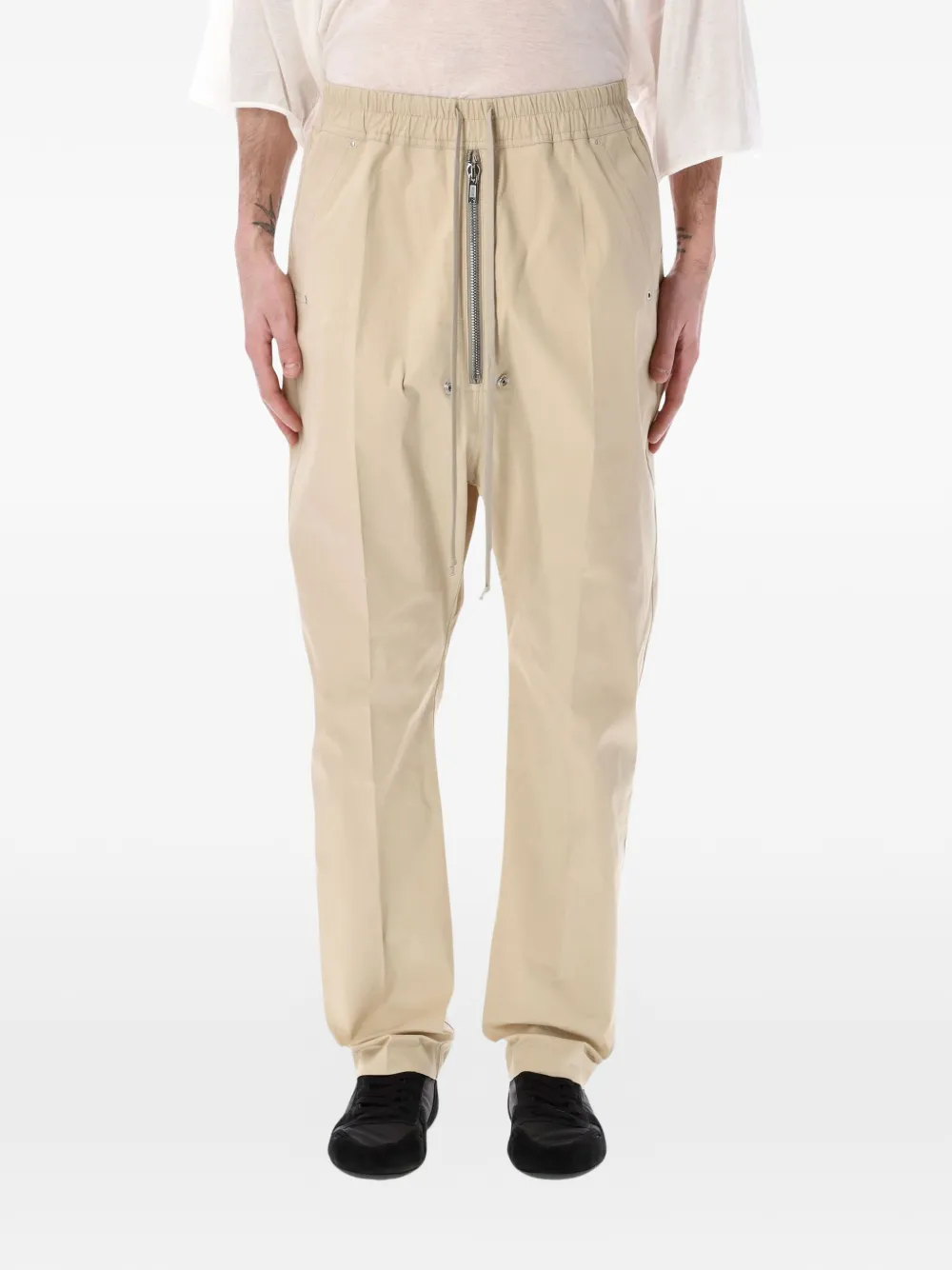 Rick Owens Bella drawstring-zip trousers - Toni neutri