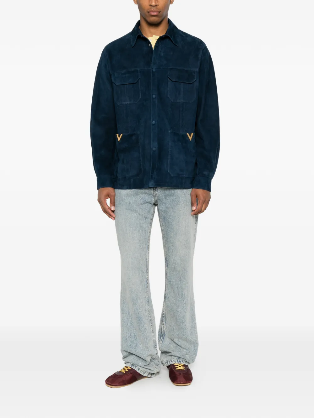 Valentino Garavani VLogo suède jack Blauw