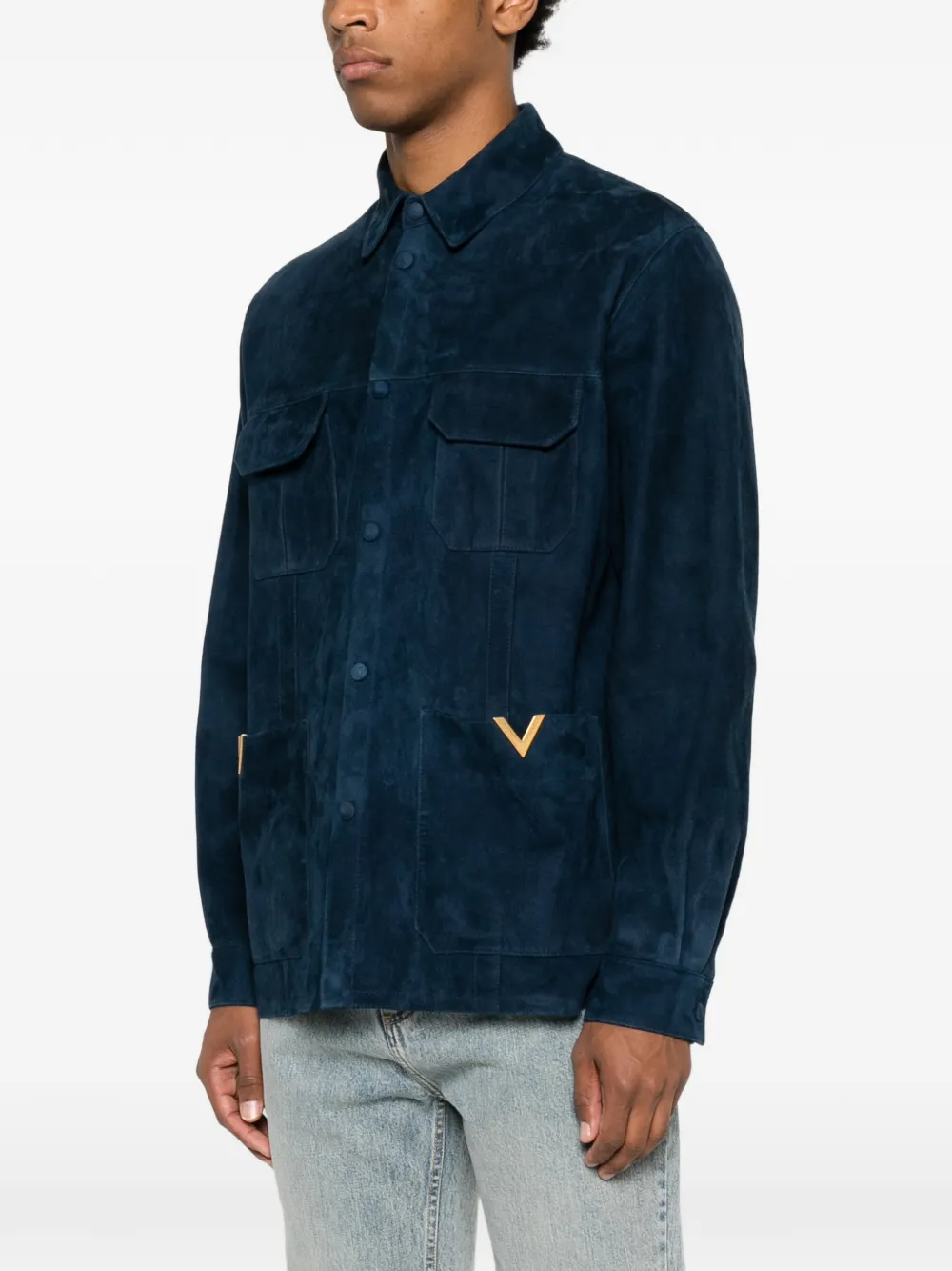 Valentino Garavani VLogo suède jack Blauw