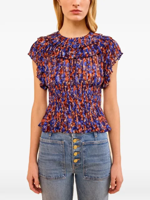 Ulla Johnson Blusa Athene de seda com babados