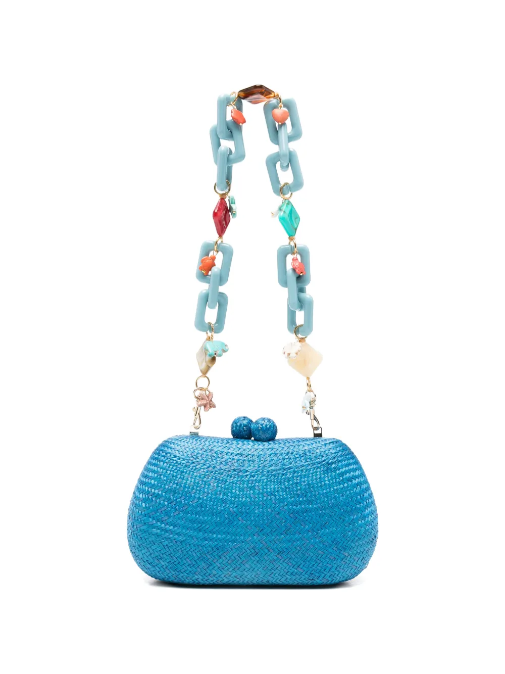 SERPUI Heidi woven charm-chain clutch bag - Blue