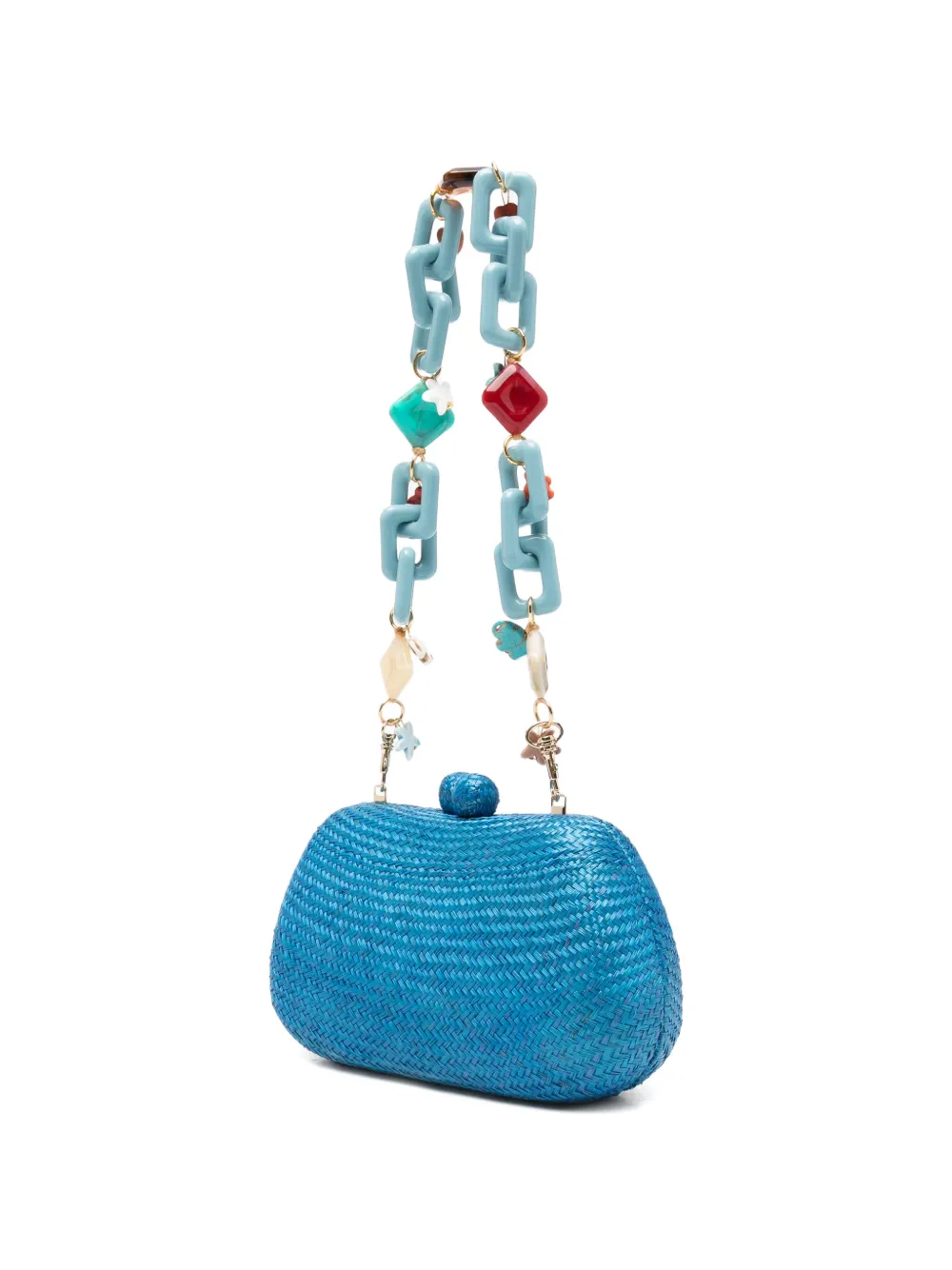  Serpui Heidi Woven Charm-chain Clutch Bag - Blue 