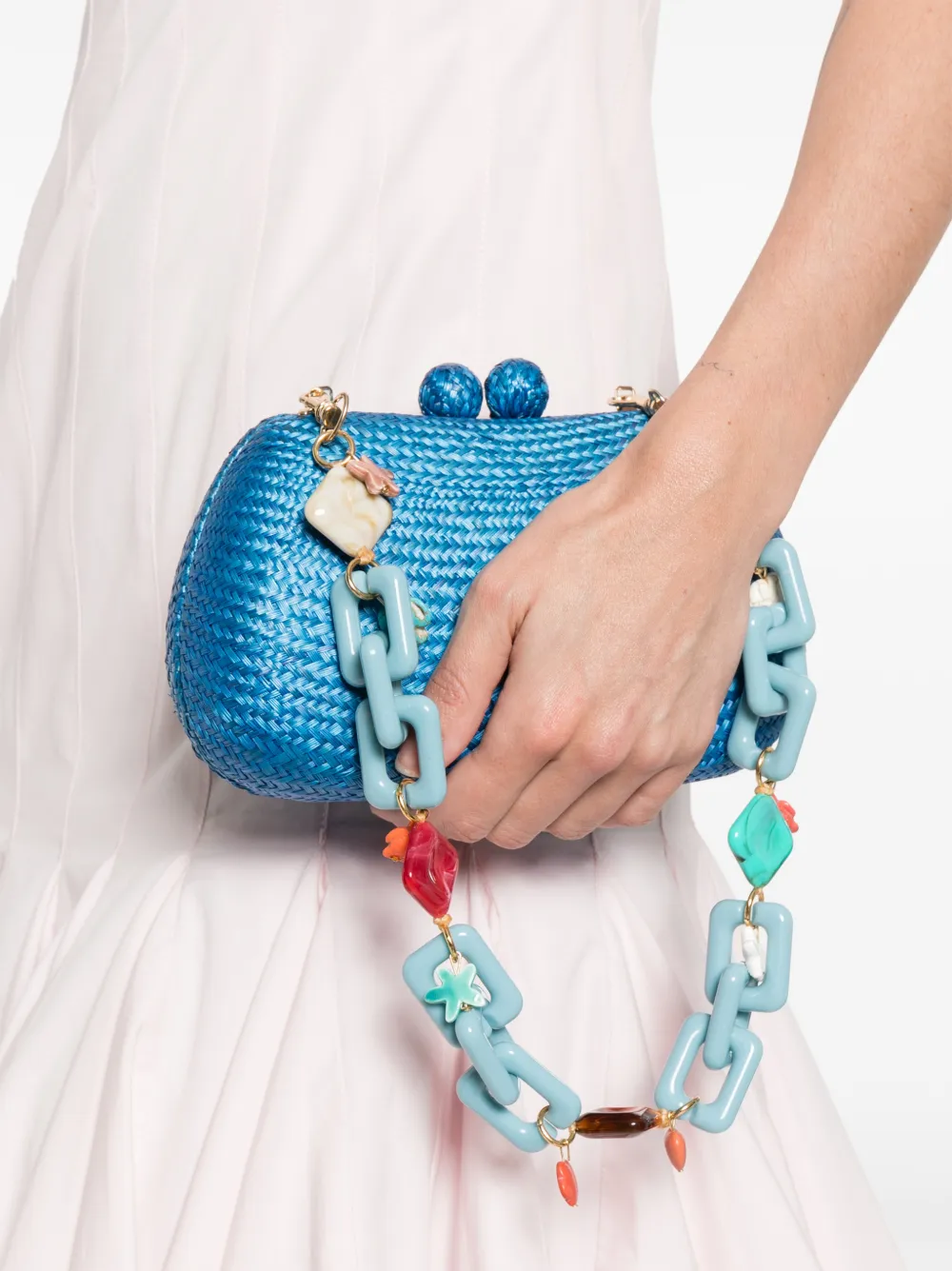  Serpui Heidi Woven Charm-chain Clutch Bag - Blue 