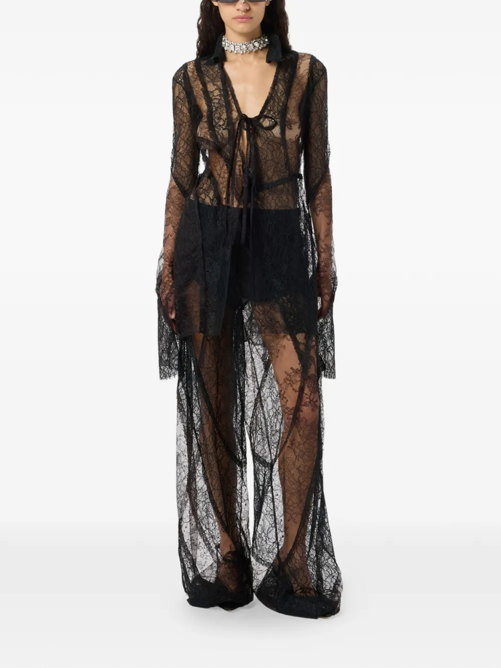 Blumarine Blouse met kanten patch Zwart