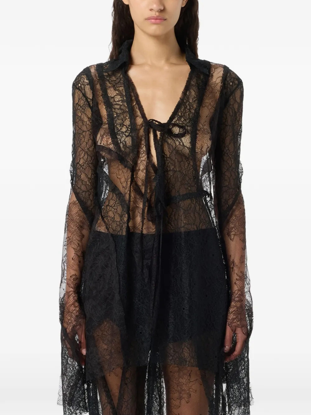 Blumarine Blouse met kanten patch Zwart