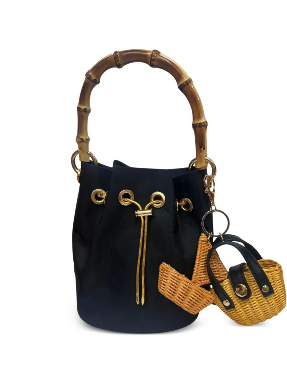 SERPUI Ingrid Black bamboo-handle bag - Nero
