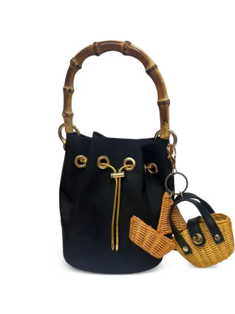 SERPUI Ingrid Black bamboo-handle bag