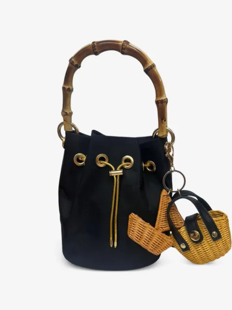 SERPUI Ingrid Black bamboo-handle bag