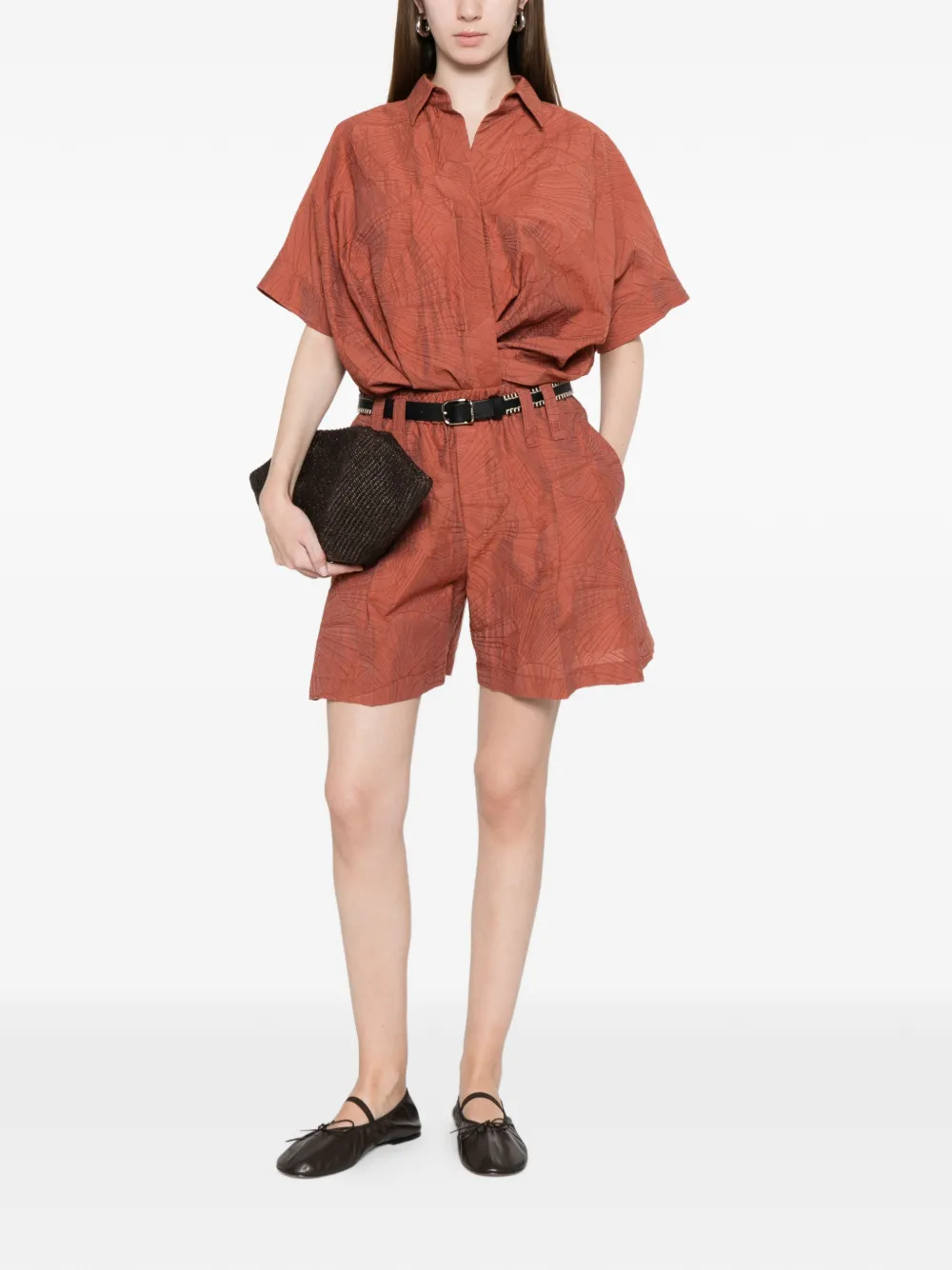 Brunello Cucinelli Shorts met geometrisch patroon Oranje
