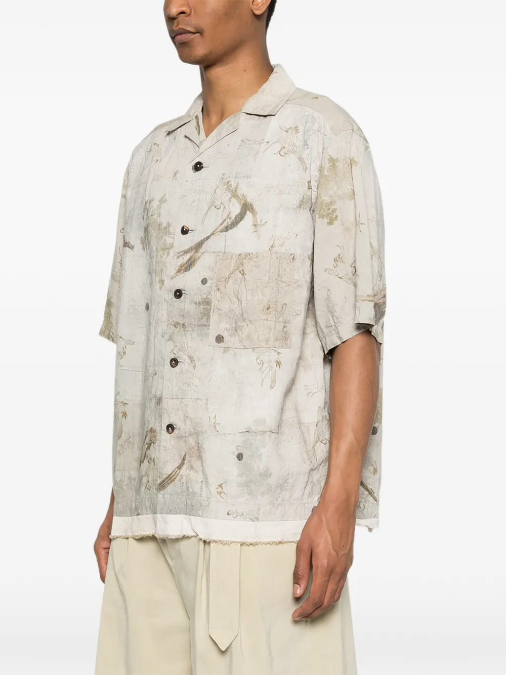  Ziggy Chen Buttoned Print Shirt - Neutrals 
