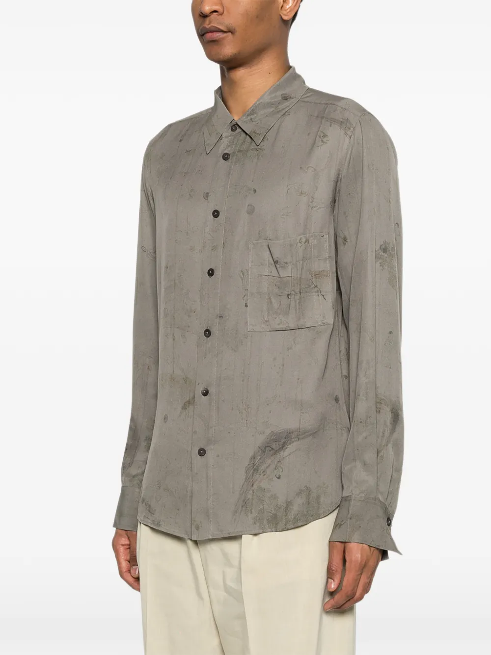  Ziggy Chen Pocket Print Shirt - Grey 