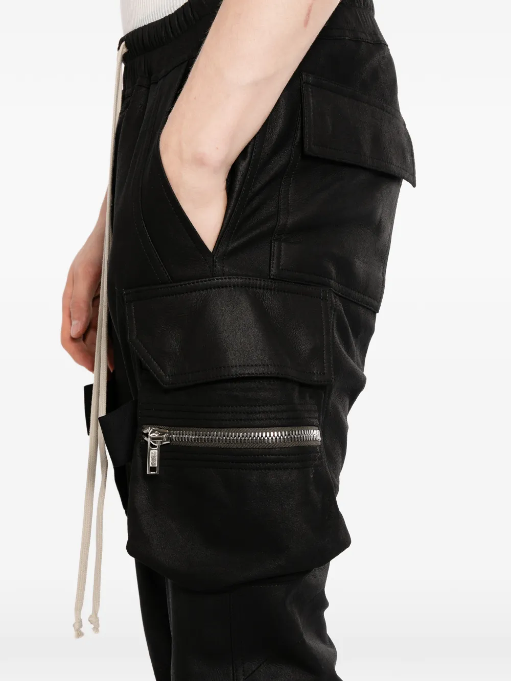 Rick Owens Mastodon Megacargo leren broek Zwart