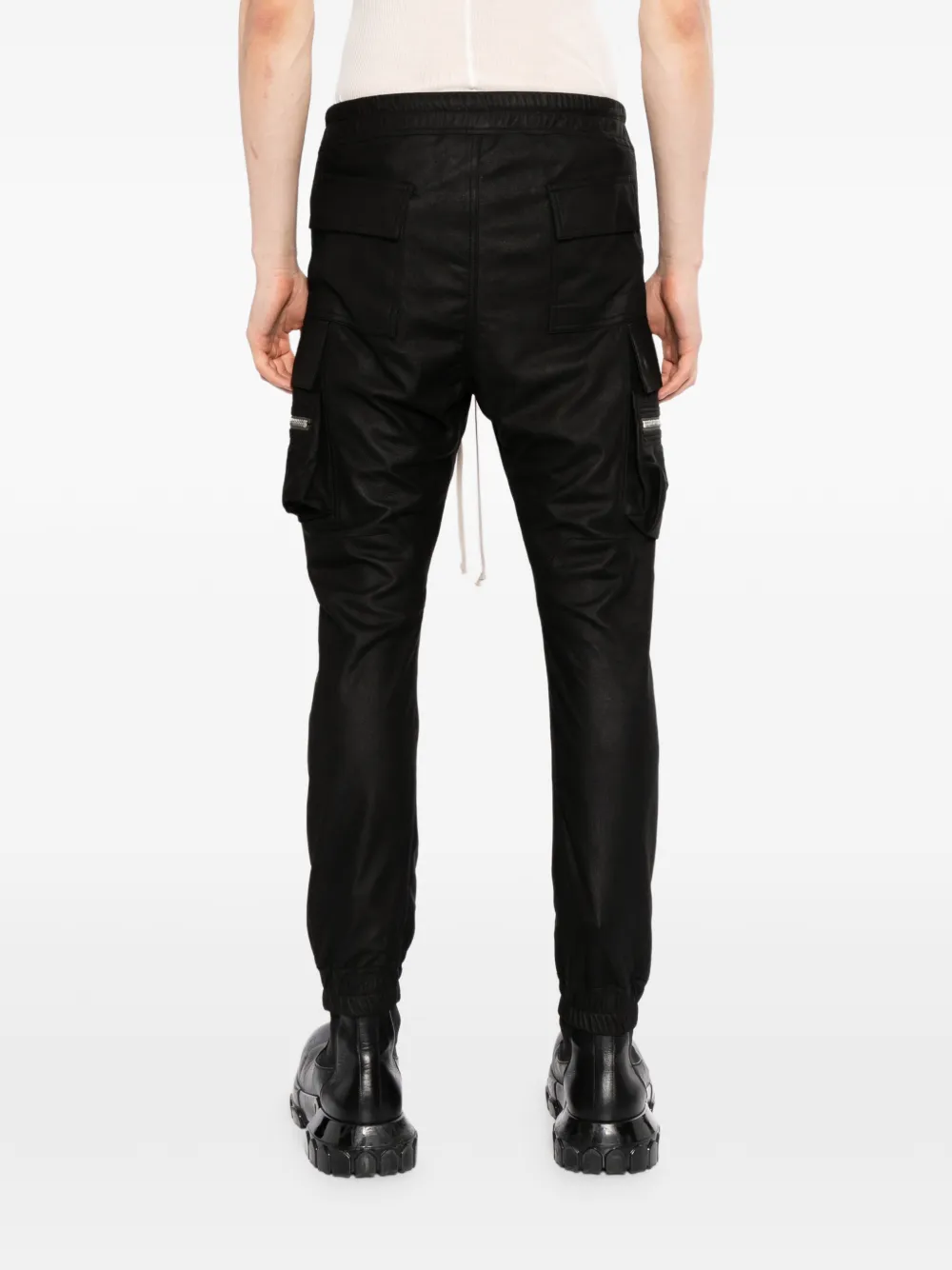 Rick Owens Mastodon Megacargo leren broek Zwart