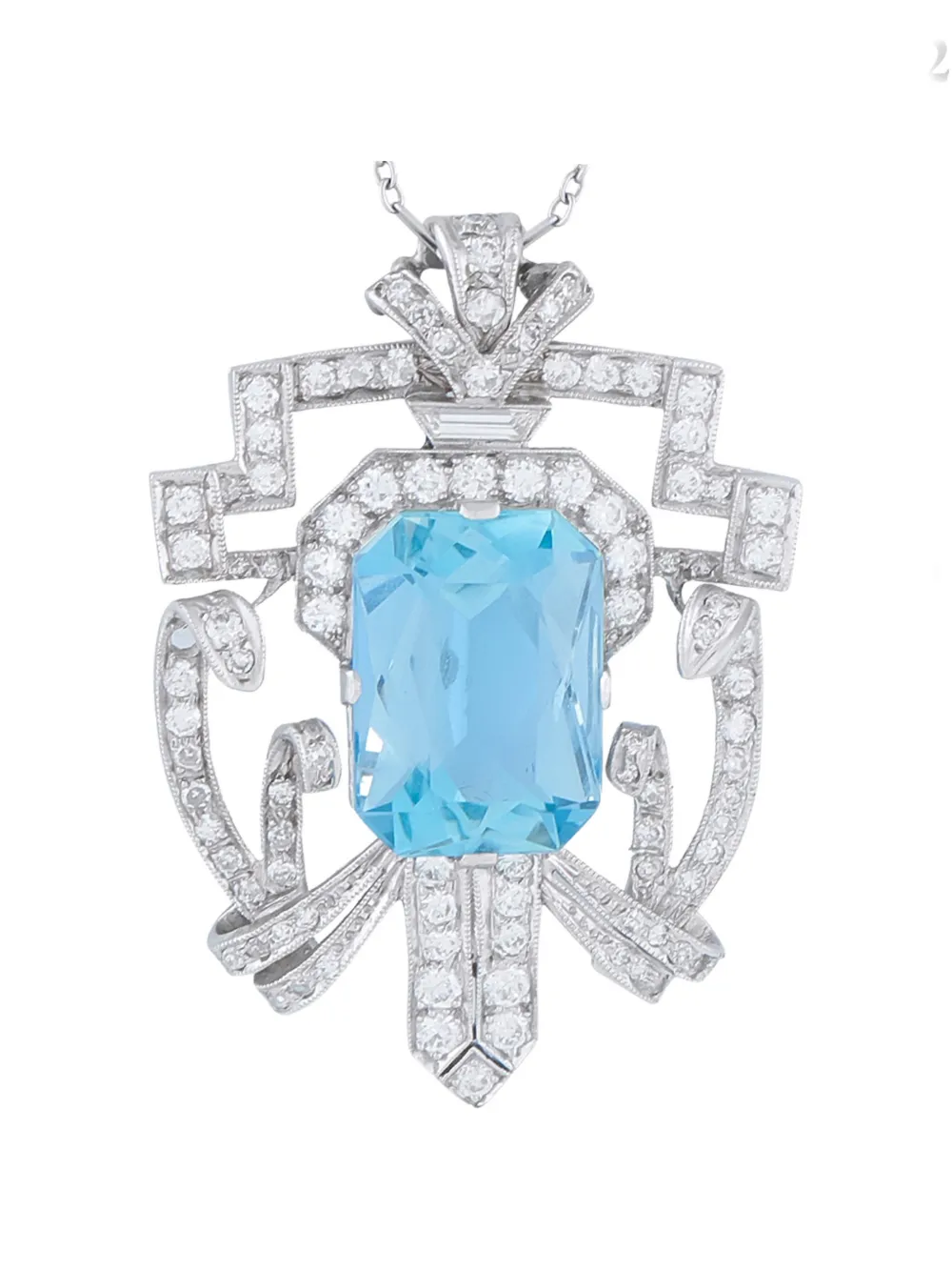 LB Exclusive diamond and aquamarine pendant - Argento