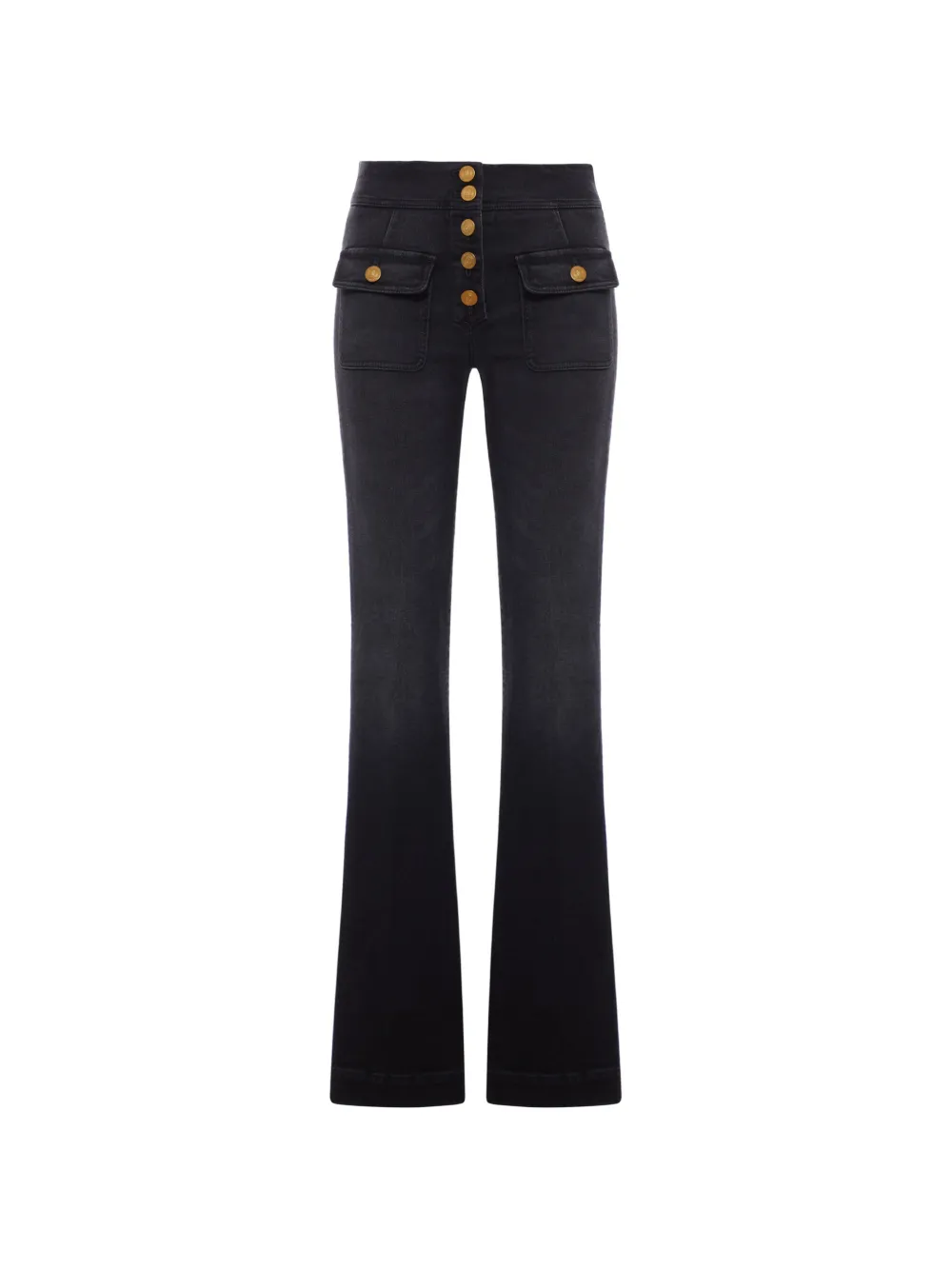 Seafarer button pocket denim trousers - Schwarz