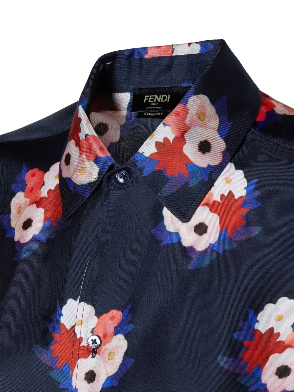  Fendi Chemise à Fleurs - Bleu 