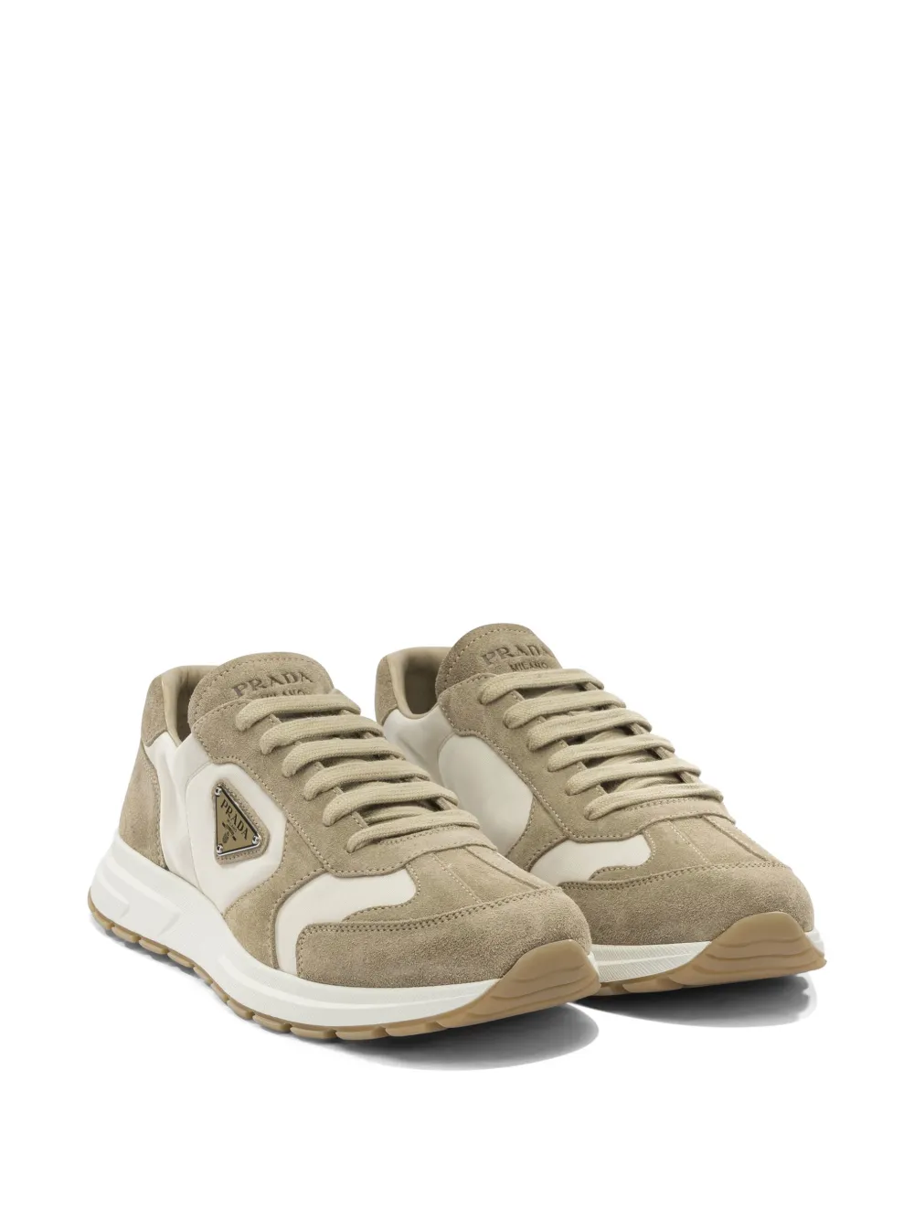 Prada triangle logo sneakers Beige