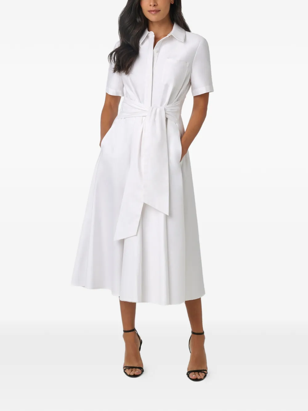 Toccin Megan tie-front short-sleeve shirt dress - White