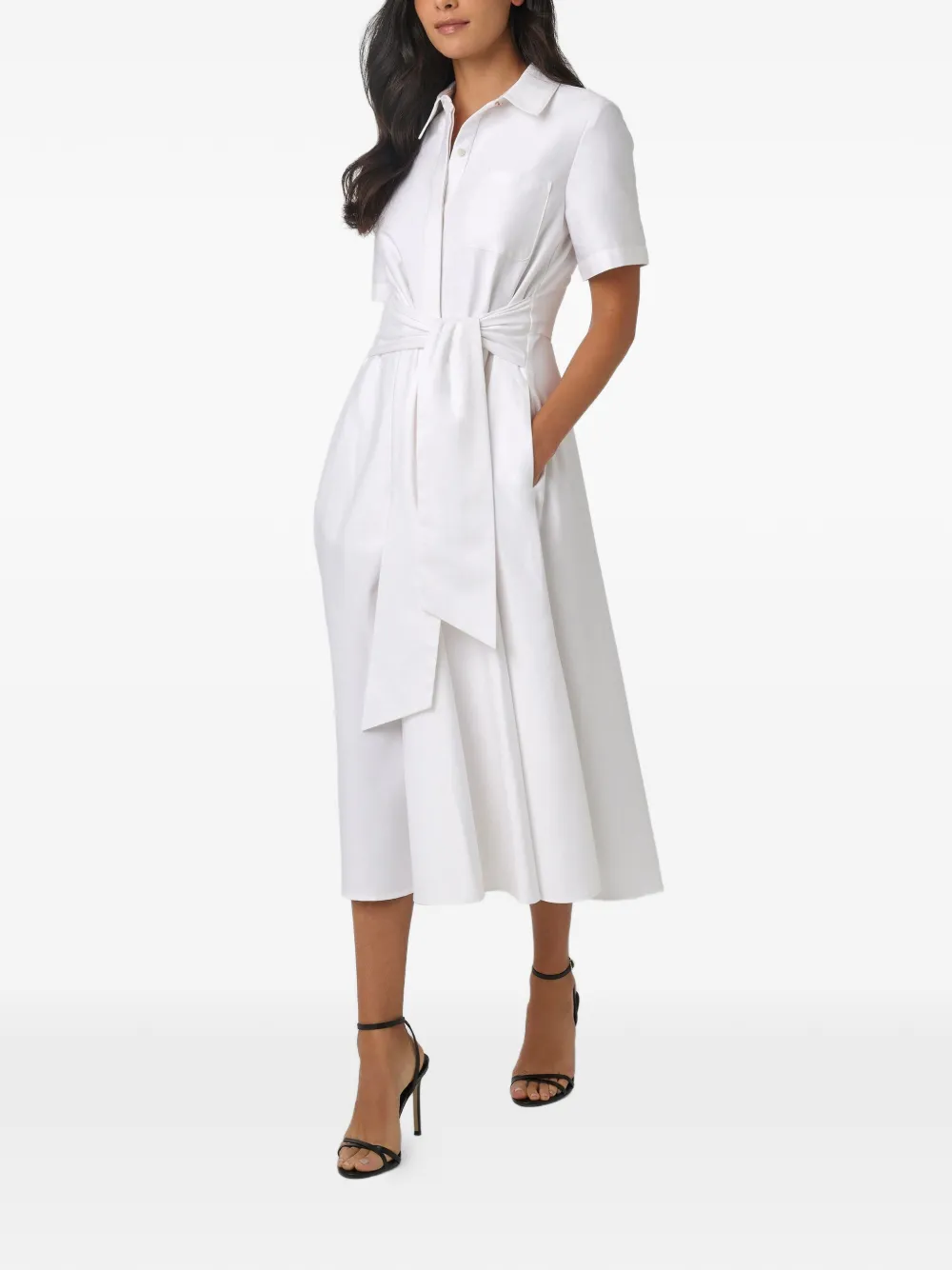 Toccin Megan blousejurk met gestrikte voorkant en korte mouwen Wit