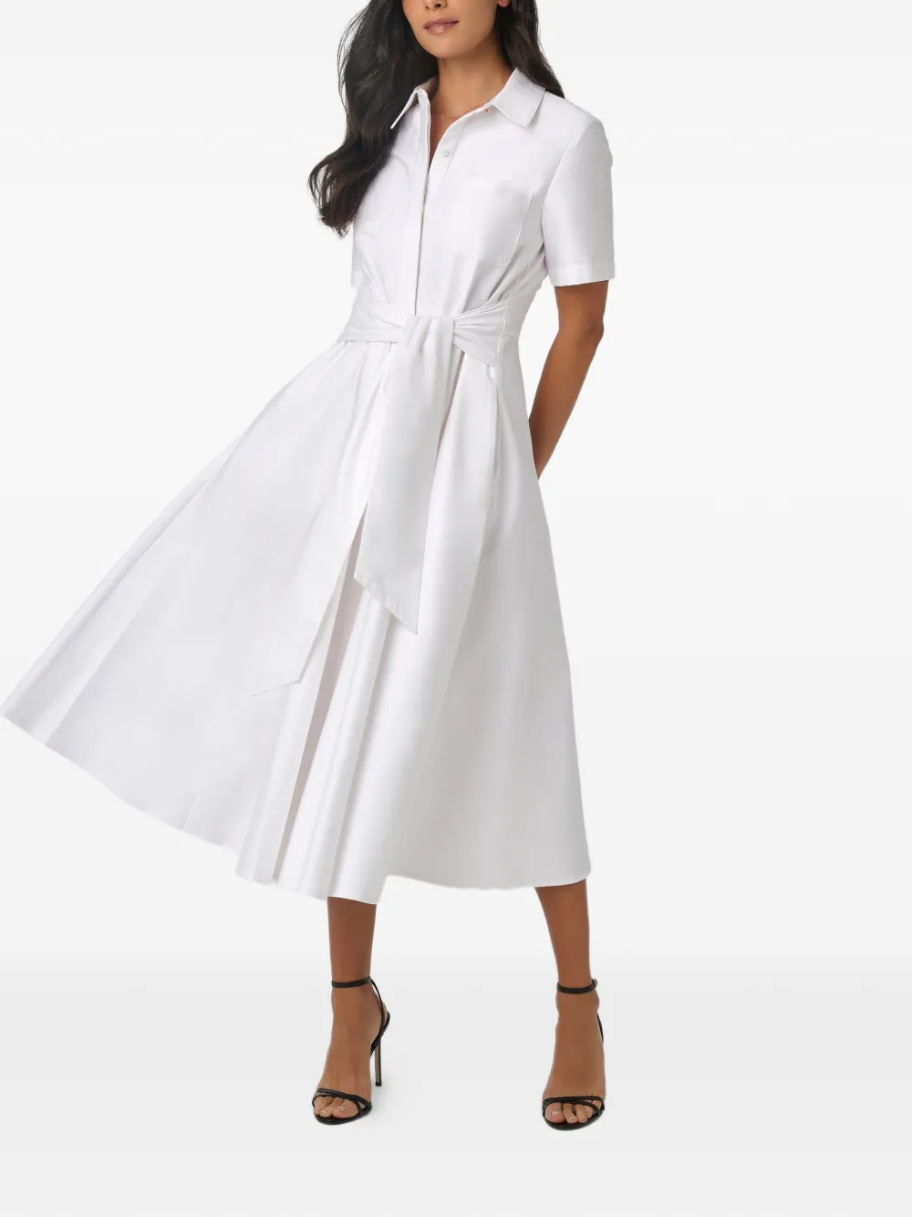 Toccin Megan blousejurk met gestrikte voorkant en korte mouwen Wit