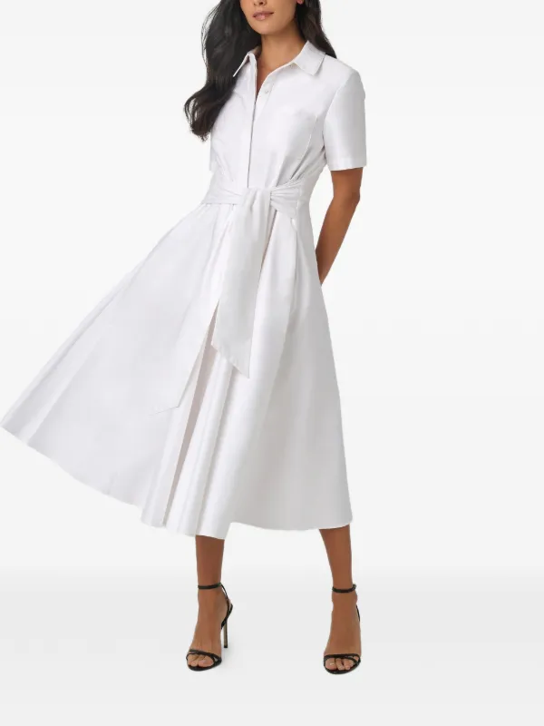 【公式サイト購入】MACHATT Form Shirt Dress ホワイト Toccin Megan tie-front short-sleeve Shirt Dress | White | FARFETCH
