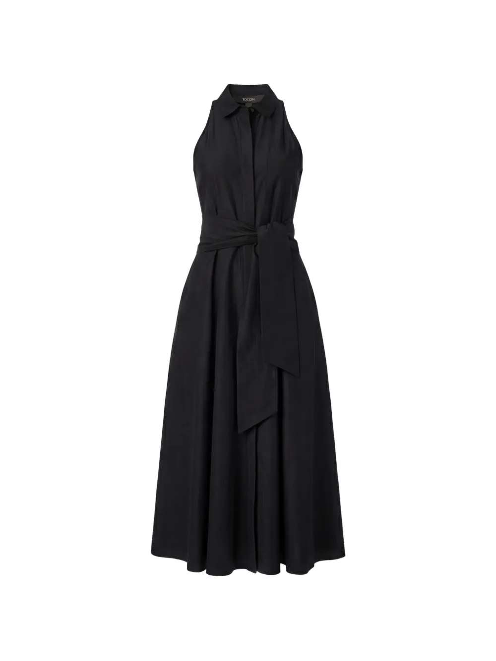 Toccin Chelsea tie-front sleeveless shirt dress - Black