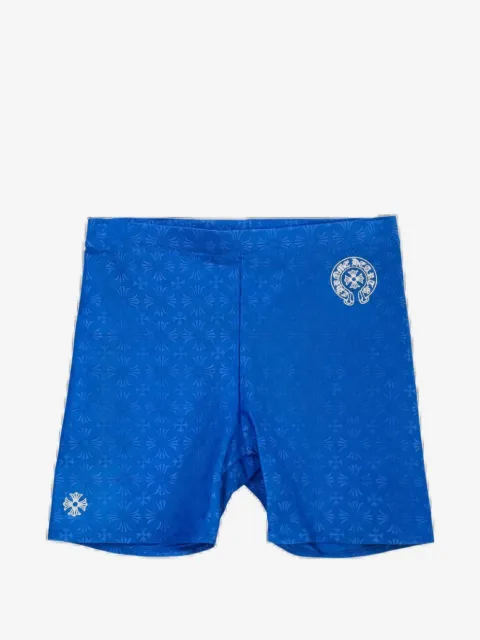 Chrome Hearts blue Horseshoe logo biking shorts
