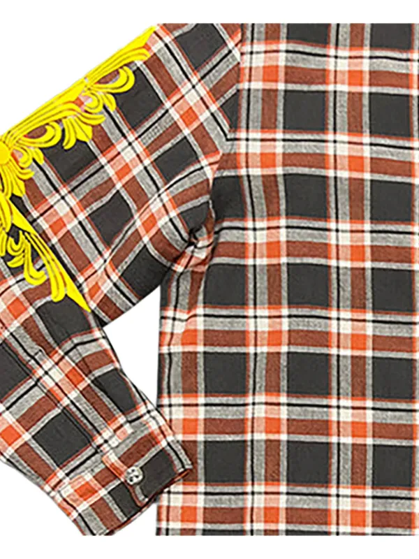 Chrome Hearts Check Embroidered Flannel Jacket | Black | FARFETCH
