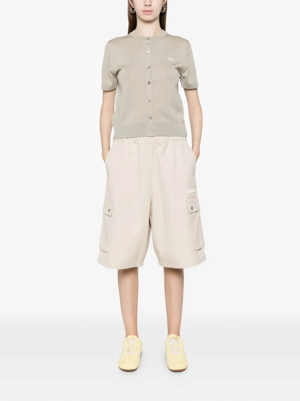  Maison Kitsuné Logo-patch Cardigan - Neutrals 