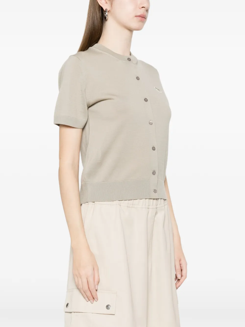  Maison Kitsuné Logo-patch Cardigan - Neutrals 