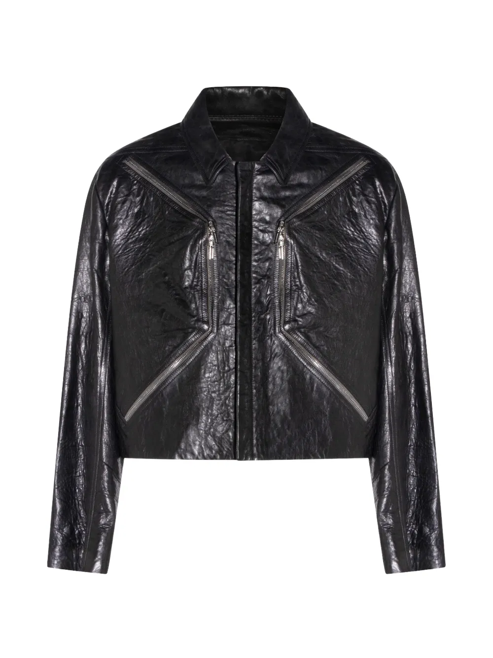 Rick Owens zip leather jacket - Schwarz