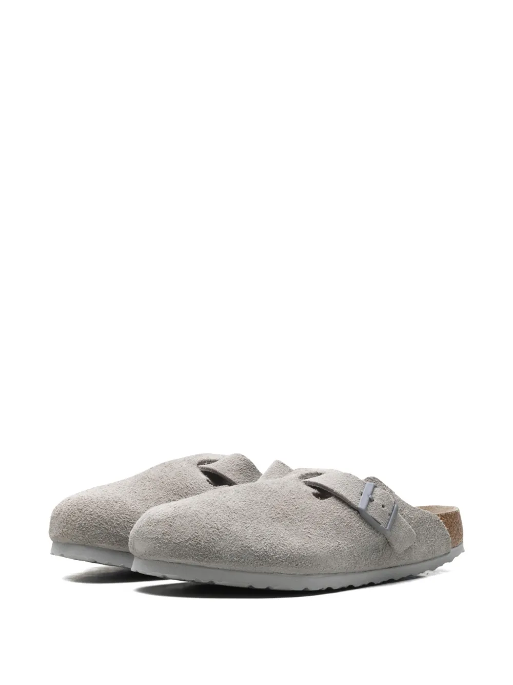Birkenstock Boston suède slippers met zacht voetbed Grijs