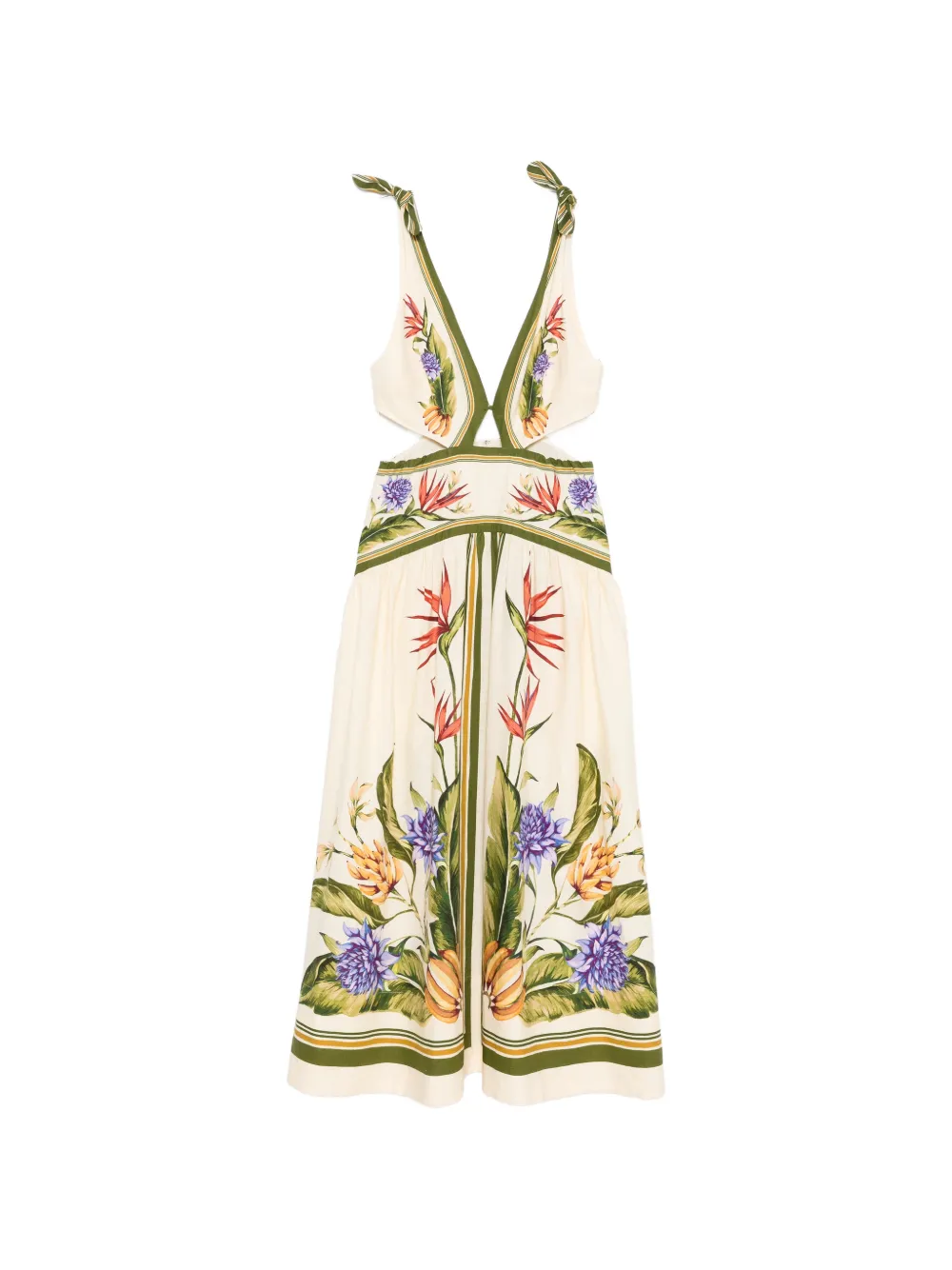 FARM Rio cut-out floral-print midi dress - Toni neutri