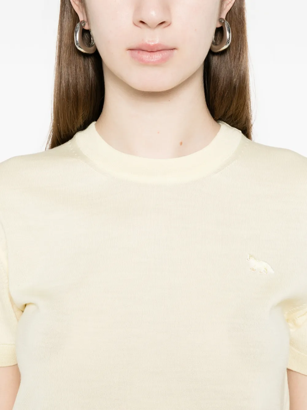 Maison Kitsuné T-shirt met logopatch Beige