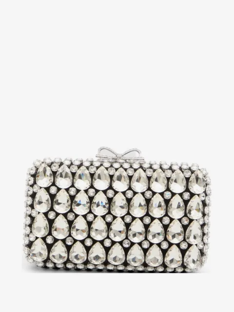 Self-Portrait crystal-embellished bow clutch