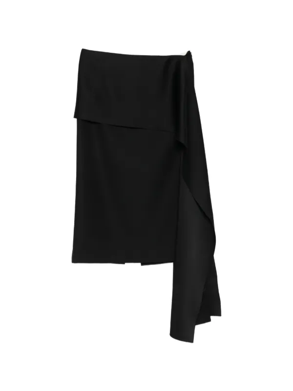 Carven Asymmetric-draped Midi Skirt in Black