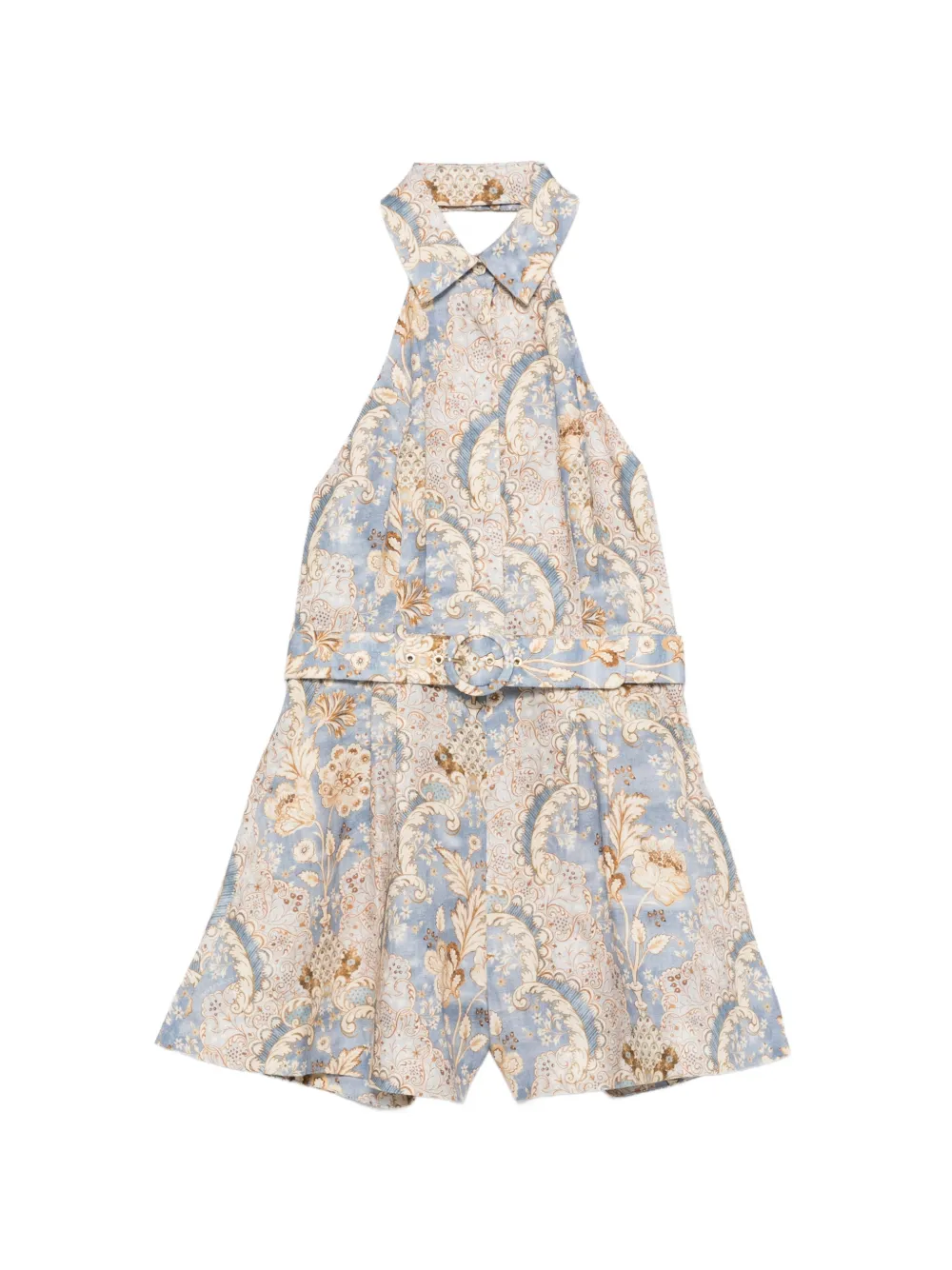 ZIMMERMANN Tuta corta a fiori Daylight con cintura - Blu