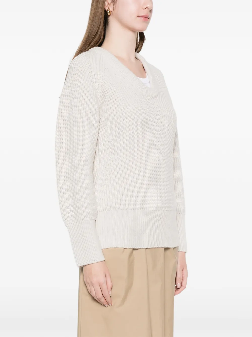  Carven Pull à Col V - Tons Neutres 