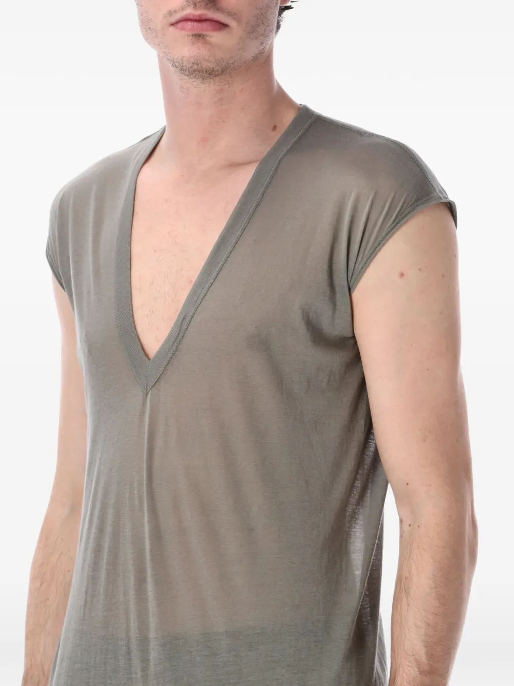 Rick Owens Mouwloos T-shirt met diepe V-hals Grijs