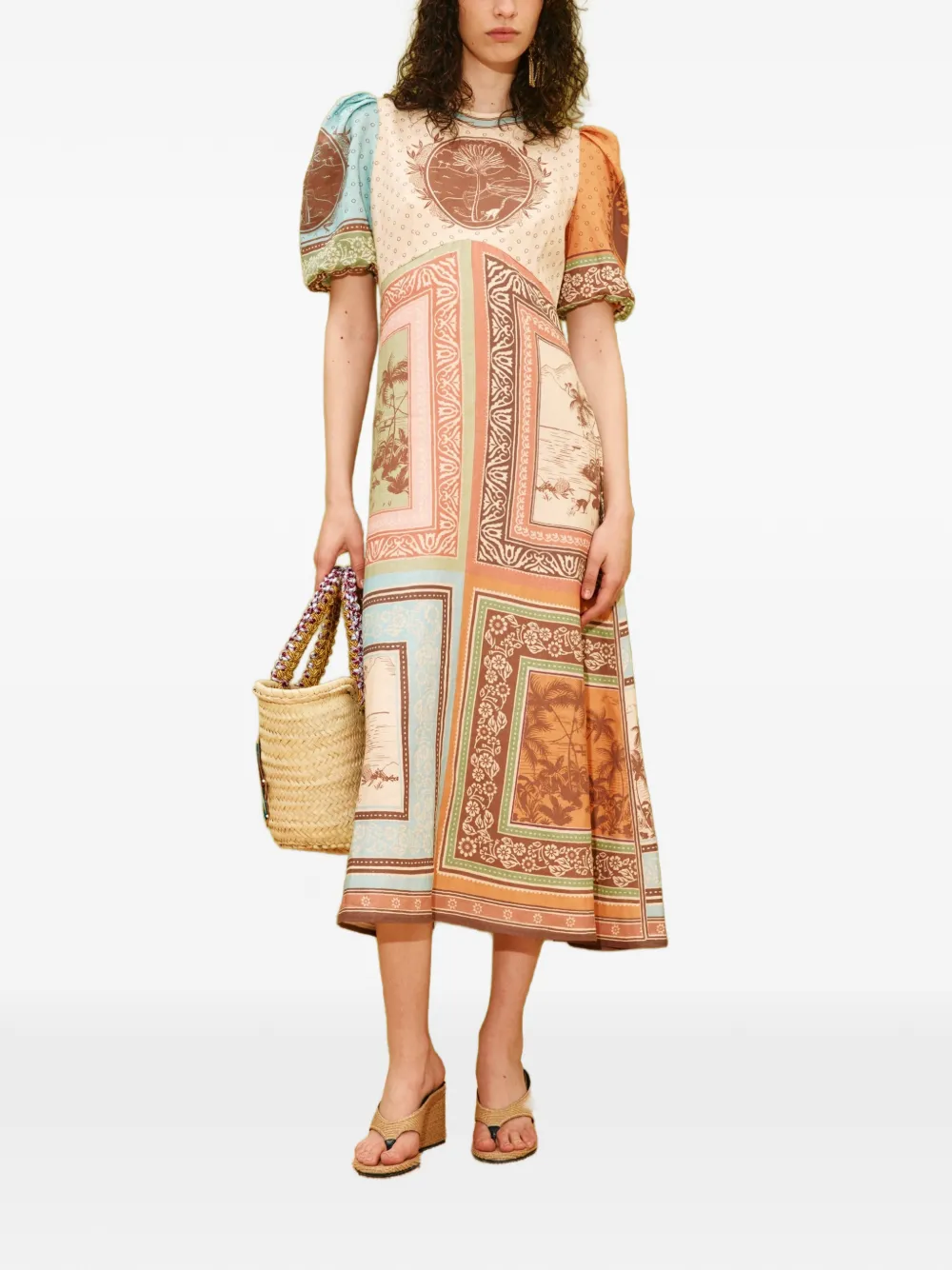 ALEMAIS Alberta midi dress - Toni neutri