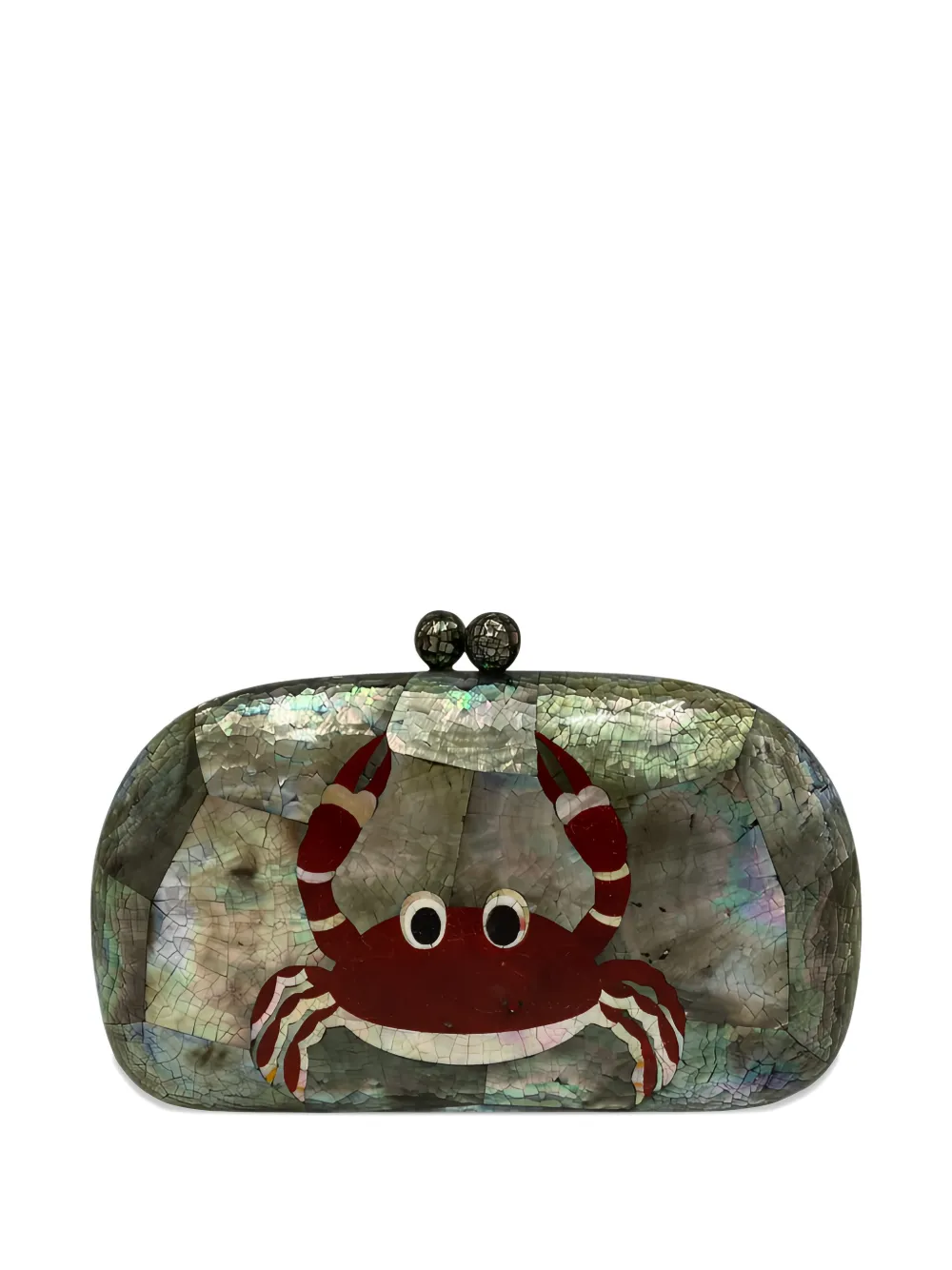 SERPUI Greta crab-detail clutch bag - Grigio