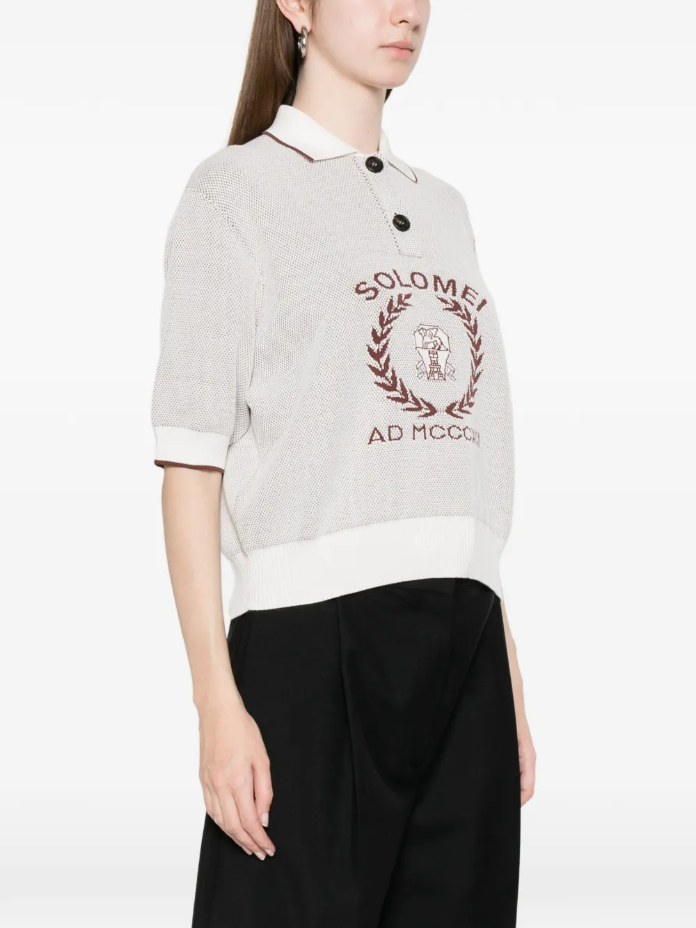 Brunello Cucinelli Poloshirt met grafische print Beige