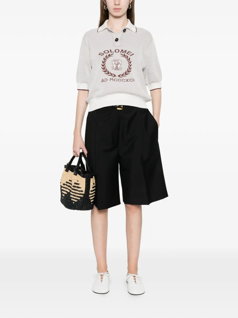Brunello Cucinelli Poloshirt met grafische print Beige