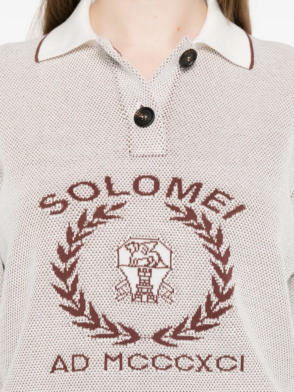 Brunello Cucinelli Poloshirt met grafische print Beige