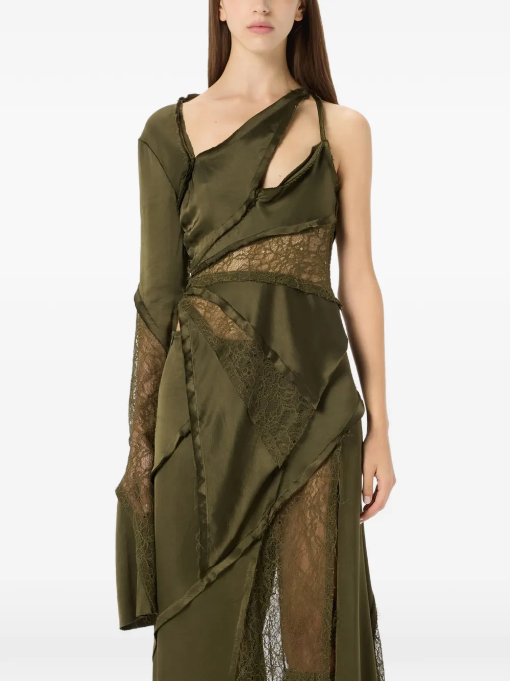  Blumarine Lace-trim Asymmetric Top - Green 