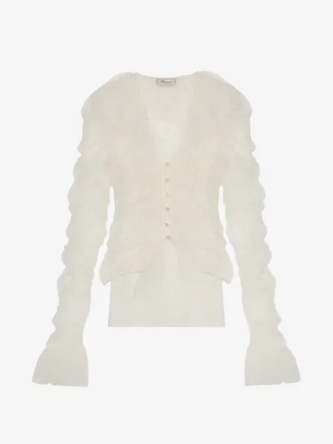 Blumarine blusa de tul con volantes