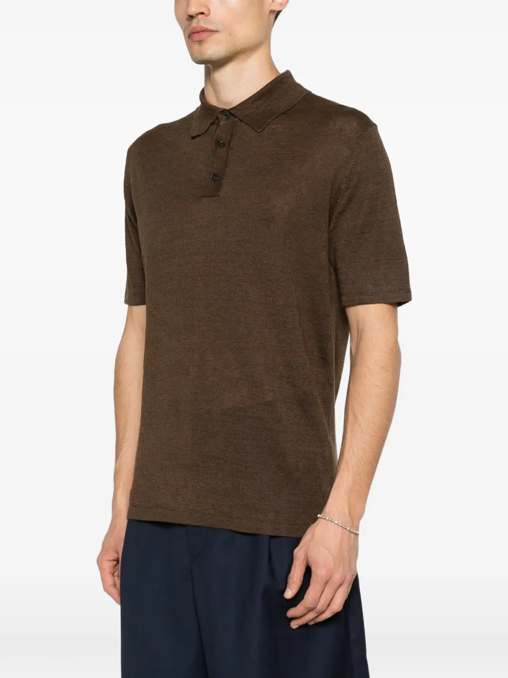 Roberto Collina Poloshirt met halve knoop Bruin