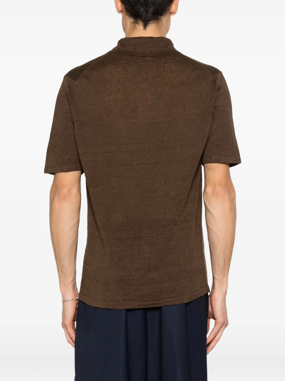Roberto Collina Poloshirt met halve knoop Bruin