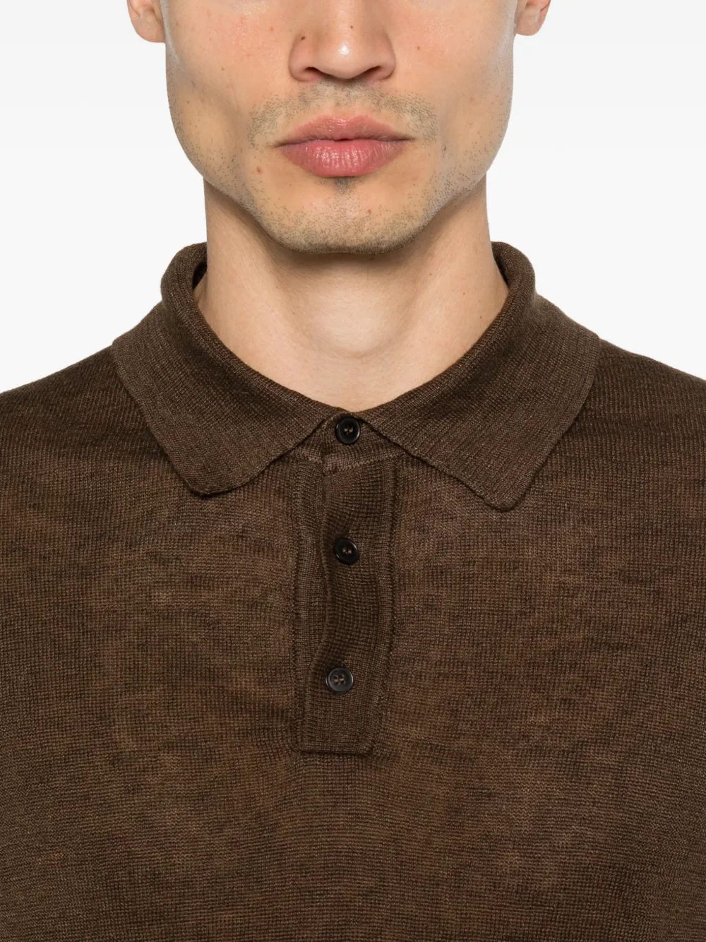 Roberto Collina Poloshirt met halve knoop Bruin